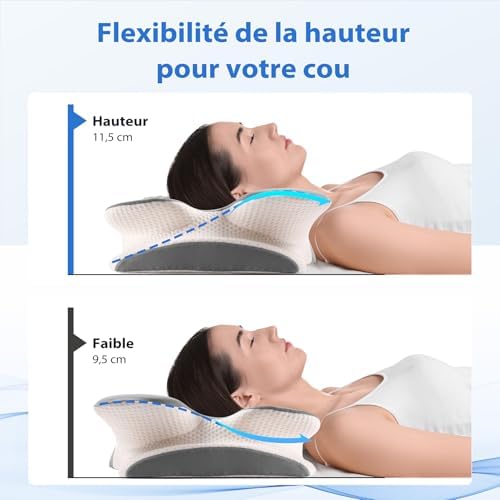 Oreiller ergonomique cervical avec soutien optimal et confort personnalisé