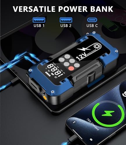 Booster Batterie Voiture 4000A Haute Performance avec Compresseur et Écran LCD