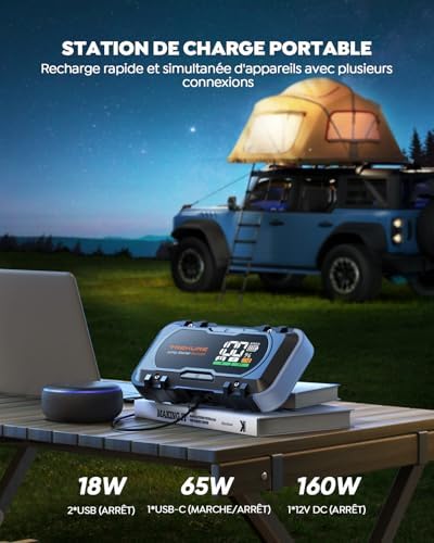 Booster batterie voiture multifonction 8-en-1 avec charge rapide et sécurité optimale