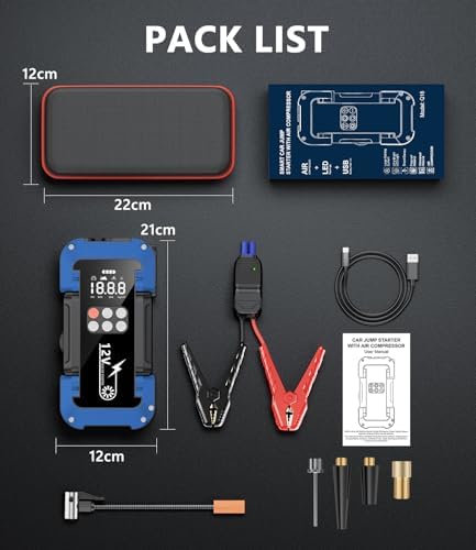 Booster Batterie Voiture 4000A Haute Performance avec Compresseur et Écran LCD