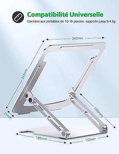 Support pour ordinateur portable ergonomique et portable avec refroidissement optimal