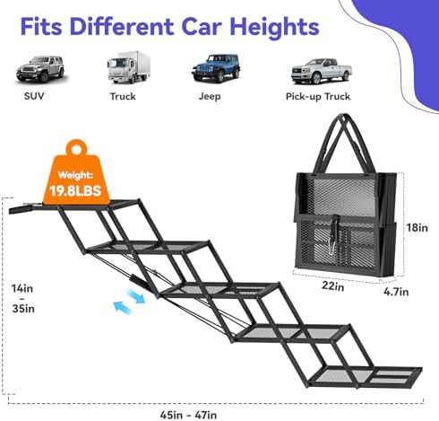 Rampe chien voiture ultra-large et réglable pour une sécurité optimale
