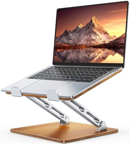 Support pour ordinateur portable en bois avec design ergonomique et compatibilité universelle