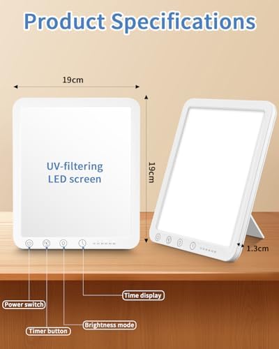 Lampe luminothérapie LED avec luminosité réglable et fonction minuterie