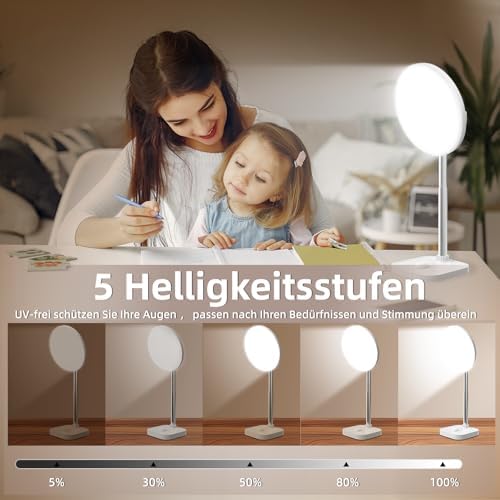 Lampe luminothérapie 15000 lux avec fonctions avancées et port USB-A