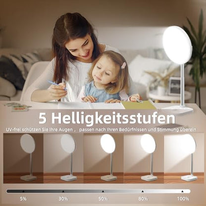 Lampe luminothérapie 15000 lux avec fonctions avancées et port USB-A