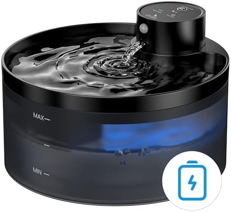 Fontaine à eau chat sans fil avec détecteur de mouvement et batterie rechargeable