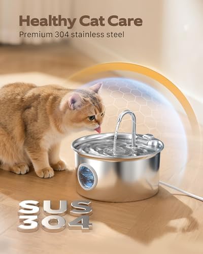 Fontaine à eau chat en acier inoxydable avec filtration avancée et fonctionnement silencieux
