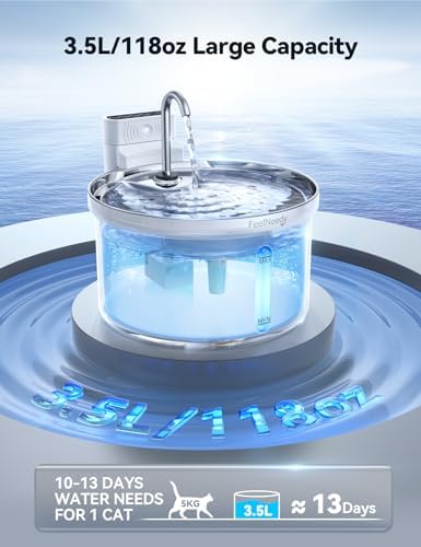 Fontaine à eau pour chat sans fil avec modes de débit et nettoyage facile