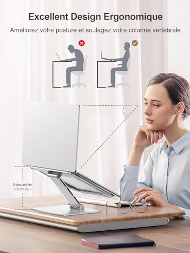 Support pour ordinateur portable avec conception innovante et ajustable pour un confort optimal