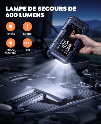 Booster Batterie Voiture Multifonction 10-en-1 avec Compresseur et Charge Rapide