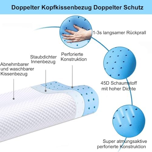 Oreiller ergonomique cervical en mousse à mémoire de forme pour un sommeil profond et réparateur