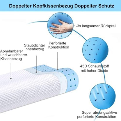 Oreiller ergonomique cervical en mousse à mémoire de forme pour un sommeil profond et réparateur