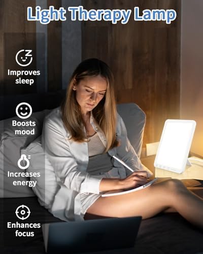 Lampe luminothérapie LED avec luminosité réglable et fonction minuterie