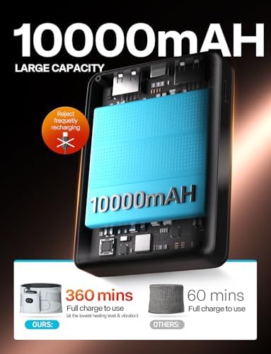Ceinture Chauffante Portable avec Batterie 10000mAh et Options de Chaleur et Vibration