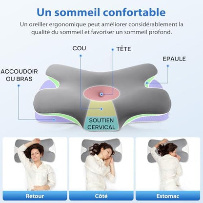 Oreiller ergonomique cervical avec soutien optimal et confort personnalisé