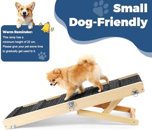 Rampe chien voiture en bois massif avec hauteur réglable et design pliable