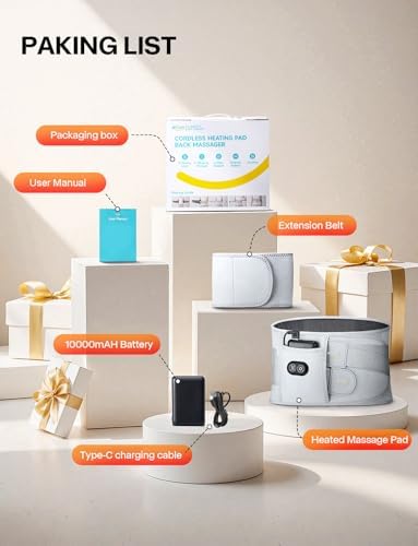 Ceinture Chauffante Portable avec Batterie 10000mAh et Options de Chaleur et Vibration