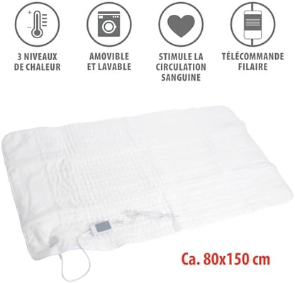Couverture chauffante électrique avec 3 niveaux de chaleur pour un confort optimal