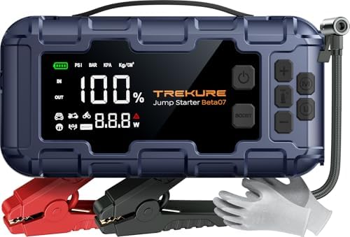 Booster Batterie Voiture Multifonction 10-en-1 avec Compresseur et Charge Rapide