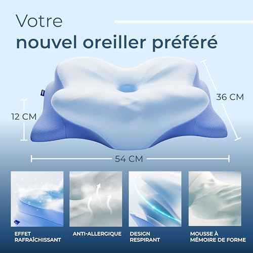 Oreiller ergonomique cervical pour un soutien optimal et un sommeil réparateur