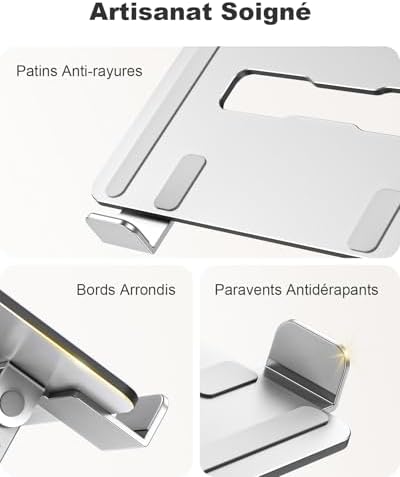 Support pour ordinateur portable ergonomique et portable avec refroidissement rapide