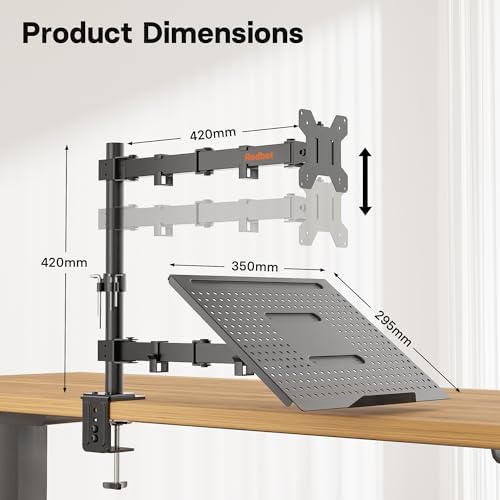 Support ergonomique pour ordinateur portable avec bras de moniteur réglable