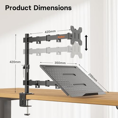 Support ergonomique pour ordinateur portable avec bras de moniteur réglable