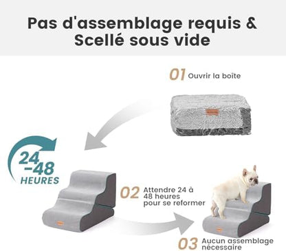Escalier pour chien transformable avec mousse haute densité et housse imperméable
