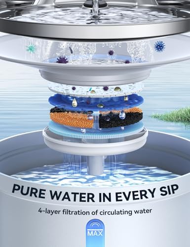 Fontaine à eau pour chat sans fil avec modes de débit et nettoyage facile