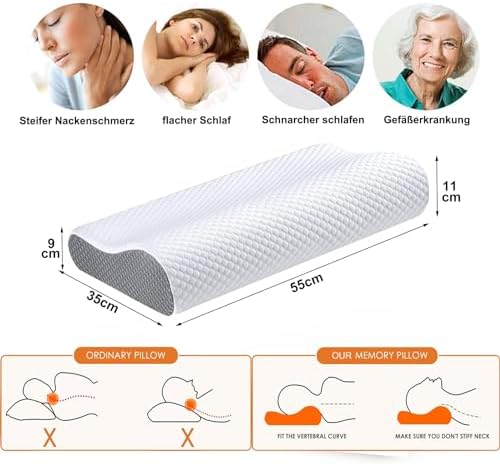 Oreiller ergonomique cervical en mousse à mémoire de forme pour un sommeil profond et réparateur