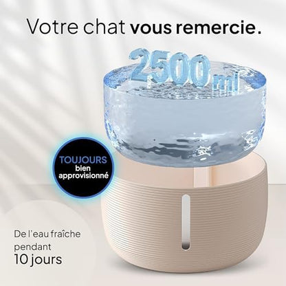 Fontaine à eau chat silencieuse et sans BPA avec éclairage LED et grande capacité