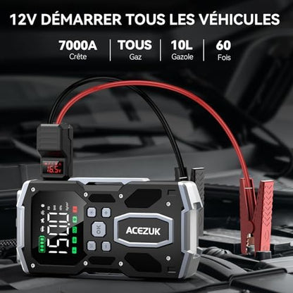 Booster Batterie Voiture avec Compresseur d'Air Intégré et Fonctionnalités Avancées
