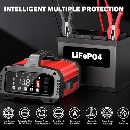 Booster Batterie Voiture avec Chargeur Intelligent 25A pour Batteries Plomb-Acide et LiFePO4