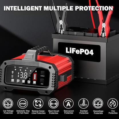 Booster Batterie Voiture avec Chargeur Intelligent 25A pour Batteries Plomb-Acide et LiFePO4