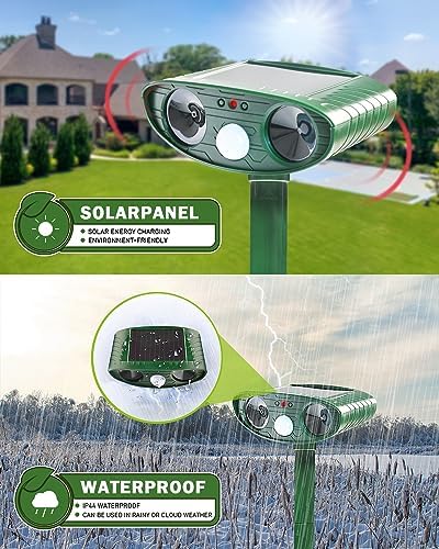 Répulsif pour chats extérieur à ultrasons avec alimentation solaire et capteur infrarouge