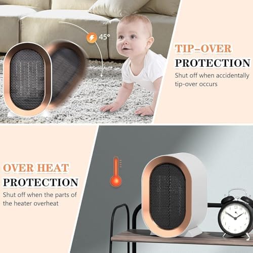 Chauffage d'appoint en céramique avec protection à 360 degrés et faible niveau sonore