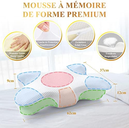 Oreiller ergonomique cervical en mousse à mémoire de forme pour un sommeil relaxant