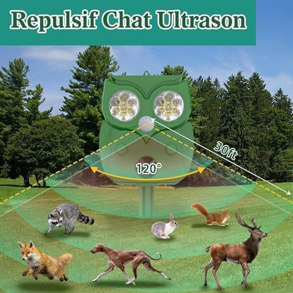 Répulsif pour chats à ultrasons avec chargement solaire et détection large