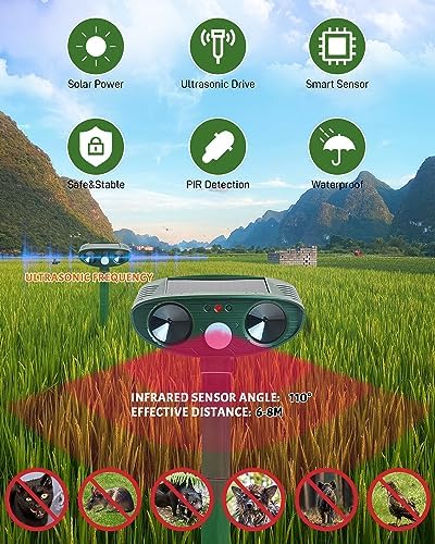 Répulsif pour chats extérieur à ultrasons avec alimentation solaire et capteur infrarouge