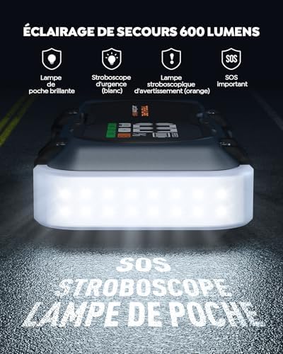 Booster batterie voiture multifonction 8-en-1 avec charge rapide et sécurité optimale