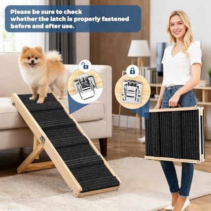 Rampe chien voiture en bois massif avec hauteur réglable et design pliable