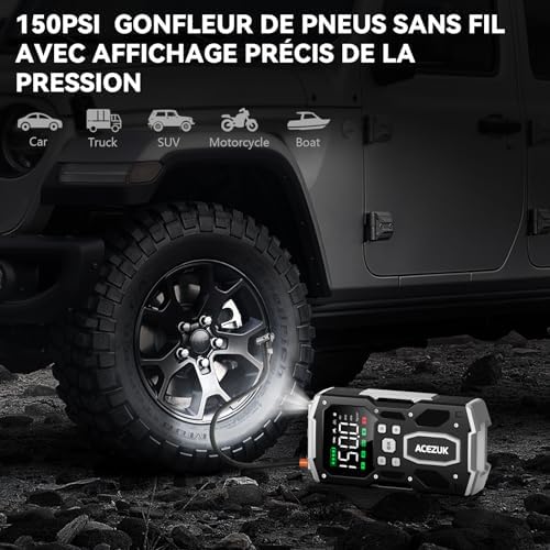 Booster Batterie Voiture avec Compresseur d'Air Intégré et Fonctionnalités Avancées