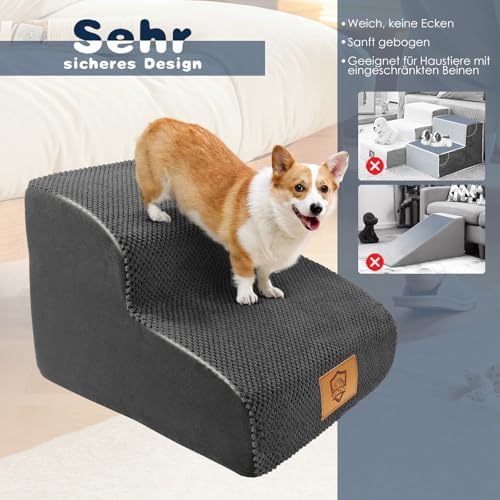 Escalier pour chien à 2 marches avec confort et design pour animaux à pattes courtes