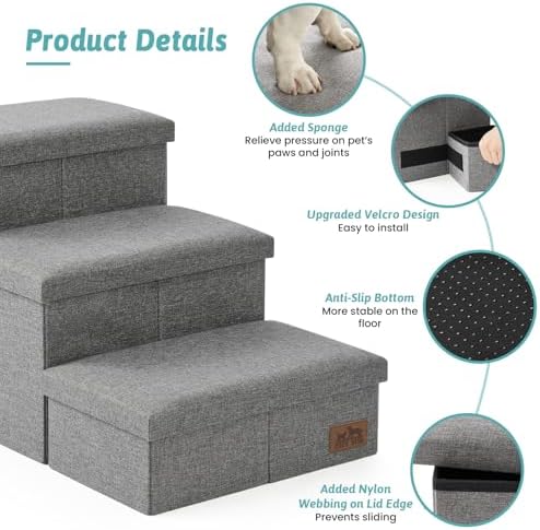 Escalier pour chien robuste et élégant avec rangement intégré