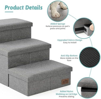 Escalier pour chien robuste et élégant avec rangement intégré