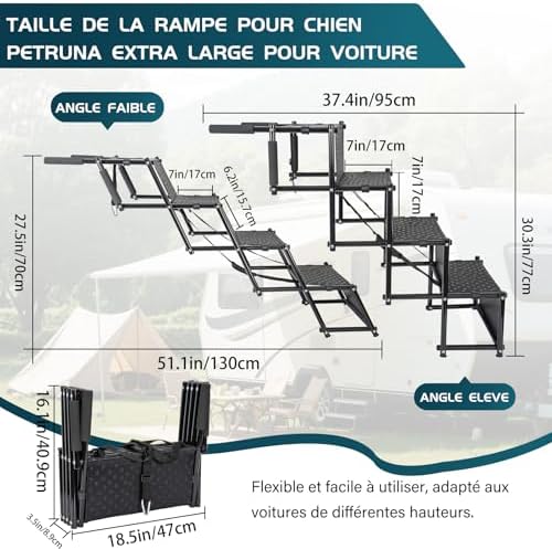 Escalier pour chien robuste et pliable avec surface antidérapante
