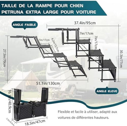 Escalier pour chien robuste et pliable avec surface antidérapante
