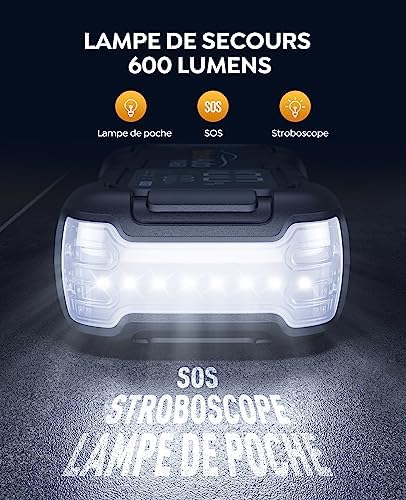 Booster Batterie Voiture Puissant 6000A avec Charge Rapide et Sécurité Avancée