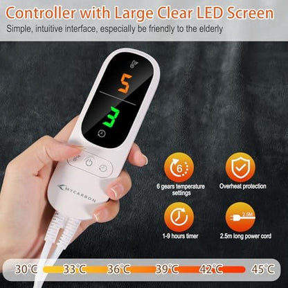 Couverture Chauffante Électrique Extra Large et Confortable avec 6 Niveaux de Température